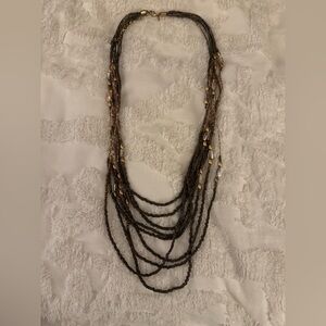 Chico's Brown and Gold Beaded Necklace